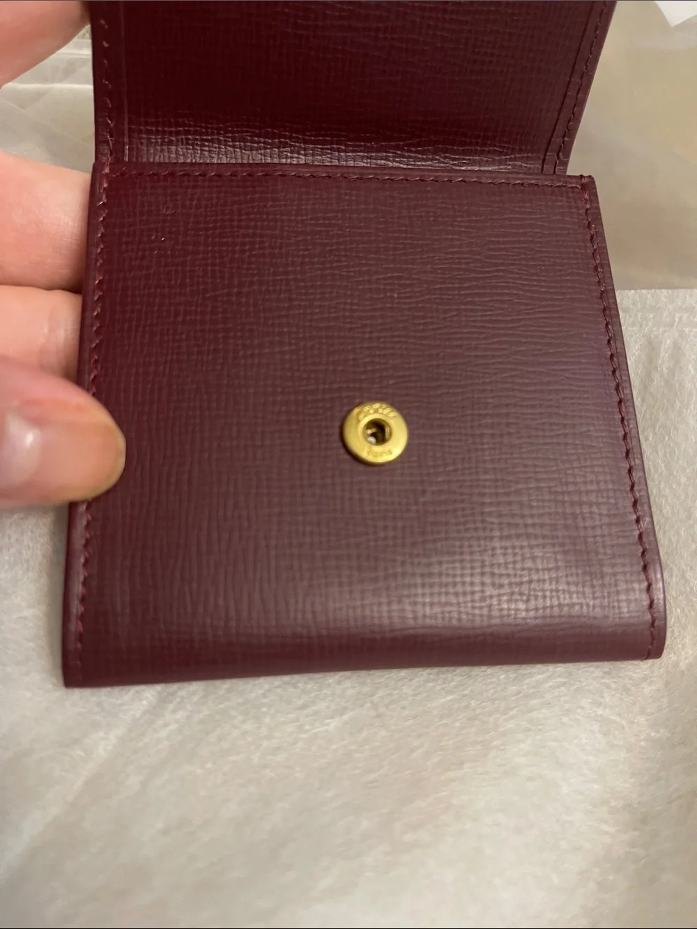 Cartier Burgundy Leather Wallet with Gold Corners
